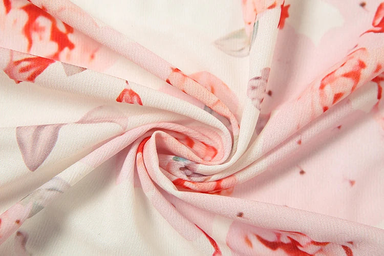 Patchwork Sweet Wrap Top Scarf Floral Ruffles printing Irregular Hem Three-Dimensional Flower Decoration Bandeau