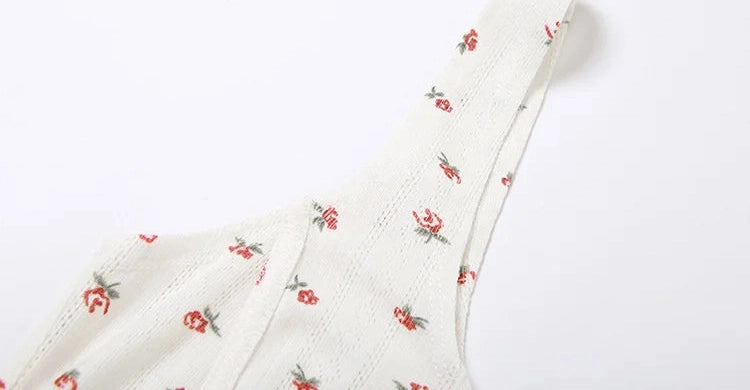 Sweet Floral print Two Piece Set Unique Shape Spaghetti Strap Top High Waist Hip Skirt suit