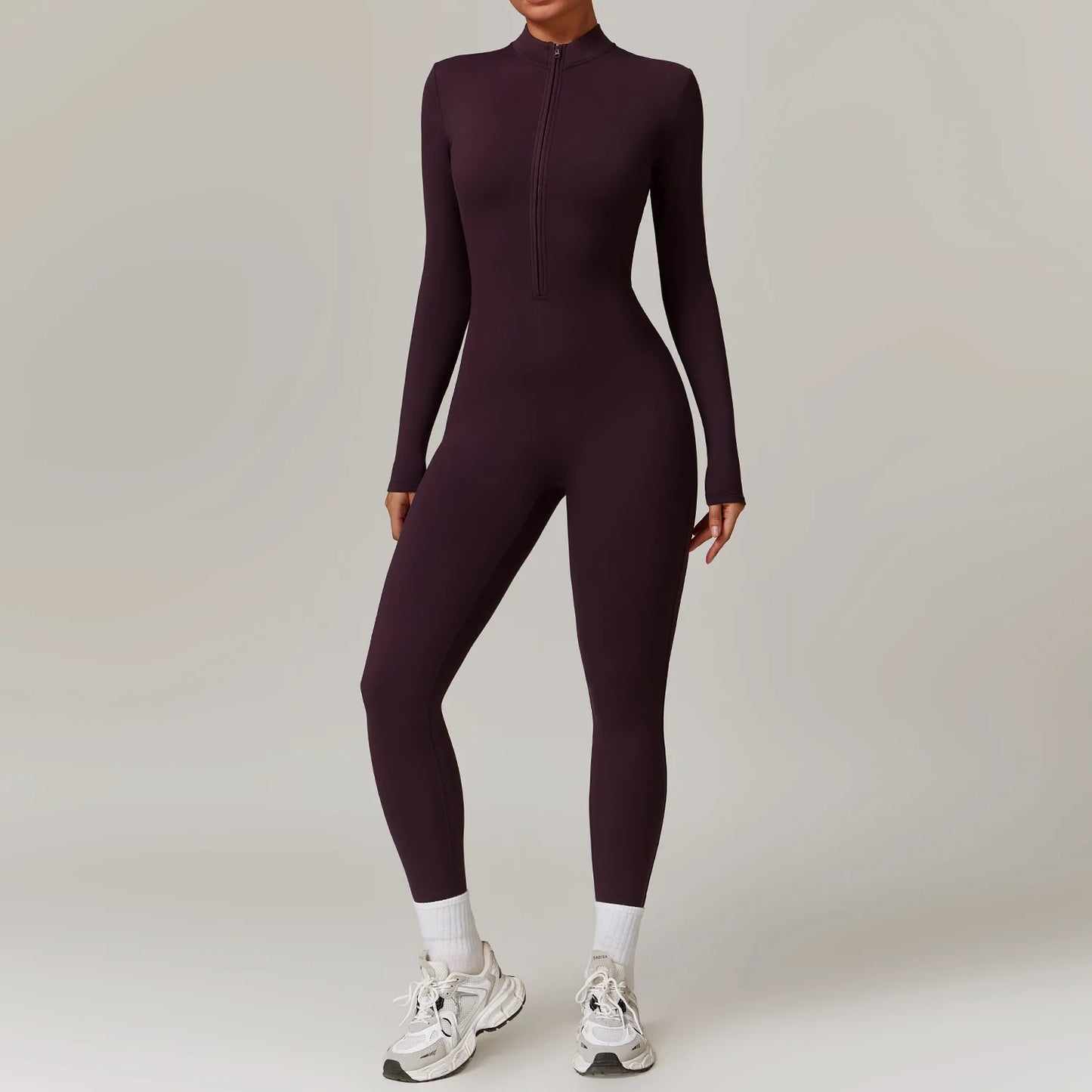 Zipper Yoga Rompers Long Sleeved One-piece Sports Gym Jumpsuits Workout High-intensity Fitness Skin-tight Garment