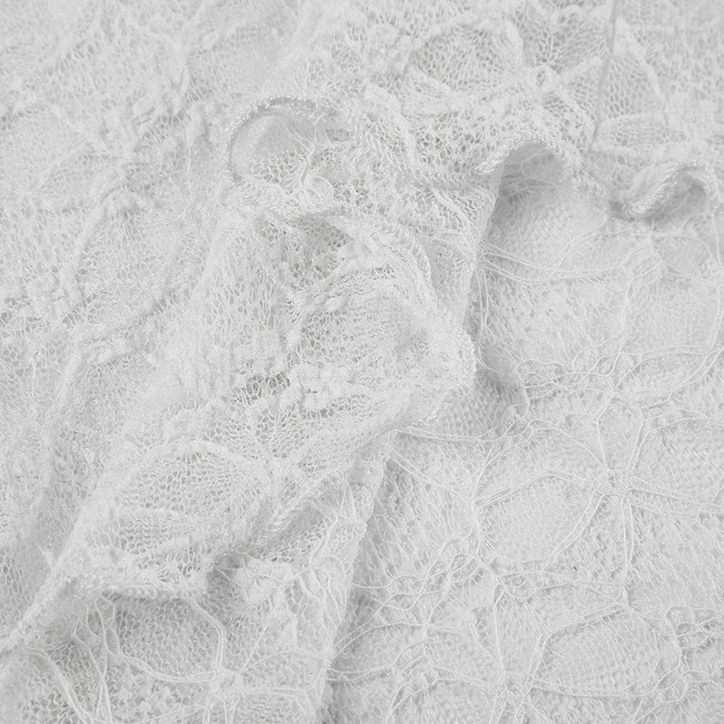 Crewneck See-through Lace Tee Shirt Long Sleeve Top