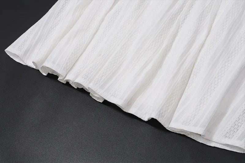 White Ruffled Backless A-Line Pleated Mini Dress