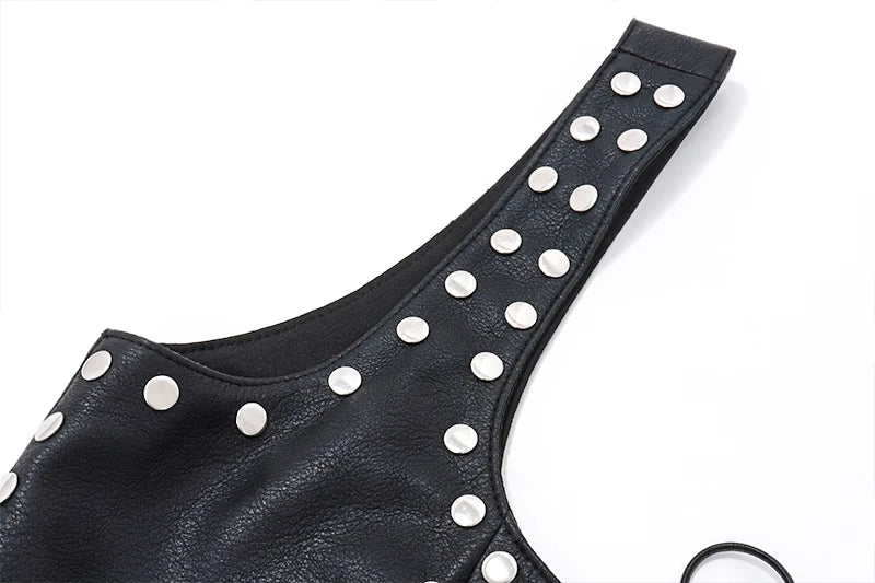 Black PU Leather Backless Crop Top