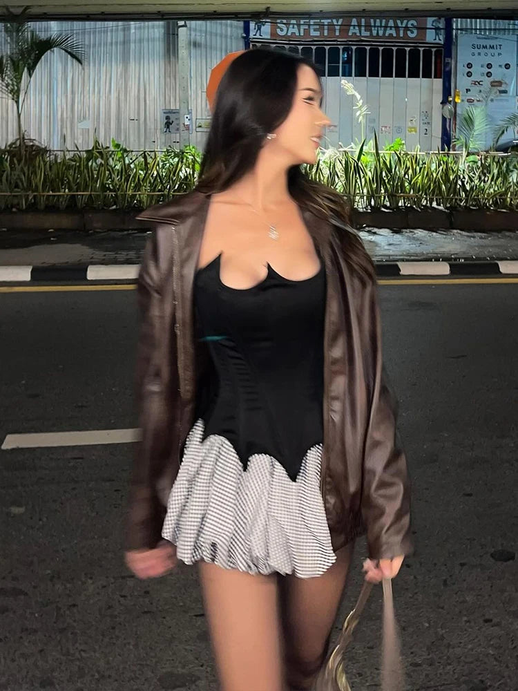 Above Knee Mini Skirt Suit Slim Fit Halter Backless Skirt Suit