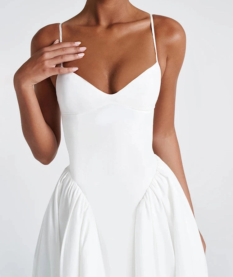 Low-Neck Dress Large Hem Halter Backless Skinny Banquet