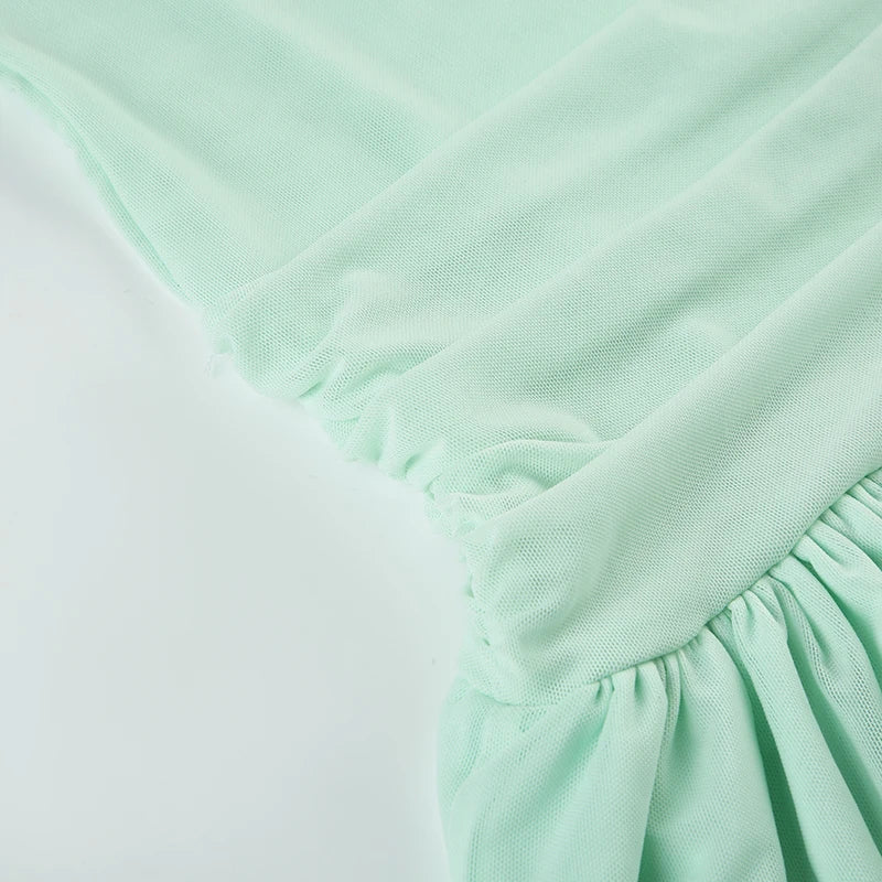 A-Line Pleated See Through Sleeveless Mini Dress