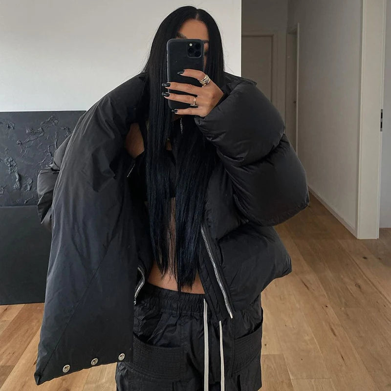 Black Premium Down Jacket Coat Luxury Warm Padd Bread Jacket Down Coat Thick Snap Collar