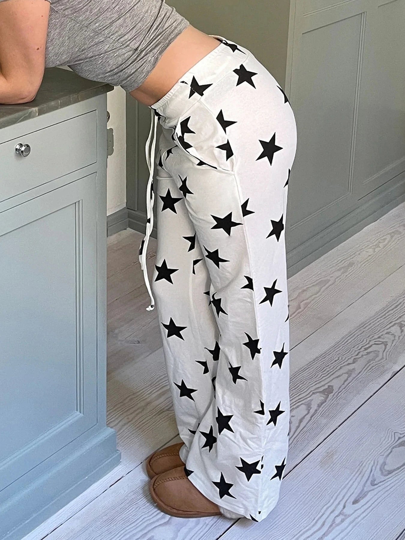 White Star Print Sweatpants