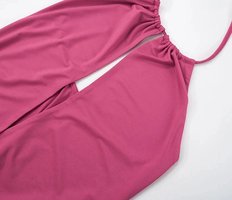 And Hollow Out Hanging Neck Low-Cut Backless Sleeveless Package Hip