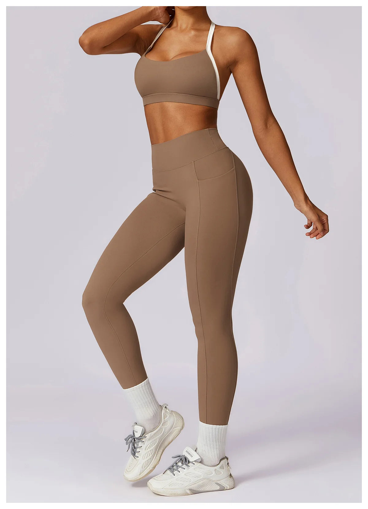 2 Pieces Tracksuit Yoga Set Workout Sports Gym Fitness Long Sleeve Crop Top High Waist Leggings Sports Suits