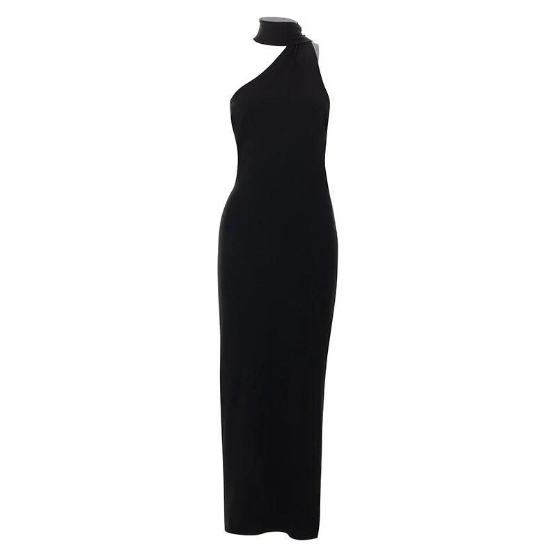 Slash Neck Dress Halter Sleeveless Backless Dress Pearl Strap Noble Dresses Evening Gowns