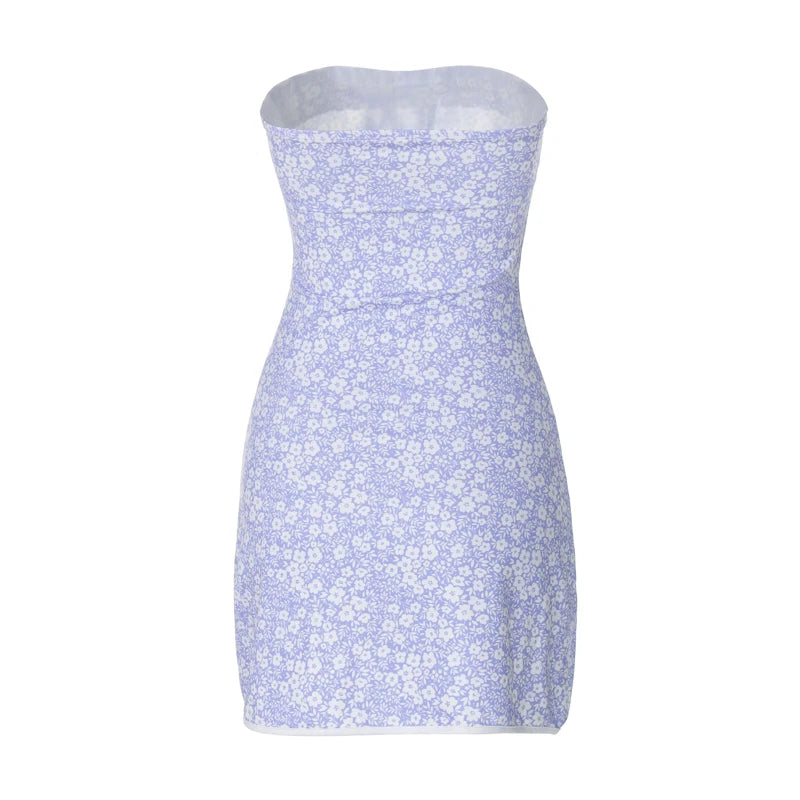Floral Strapless Patchwork Bodycon Mini Dress