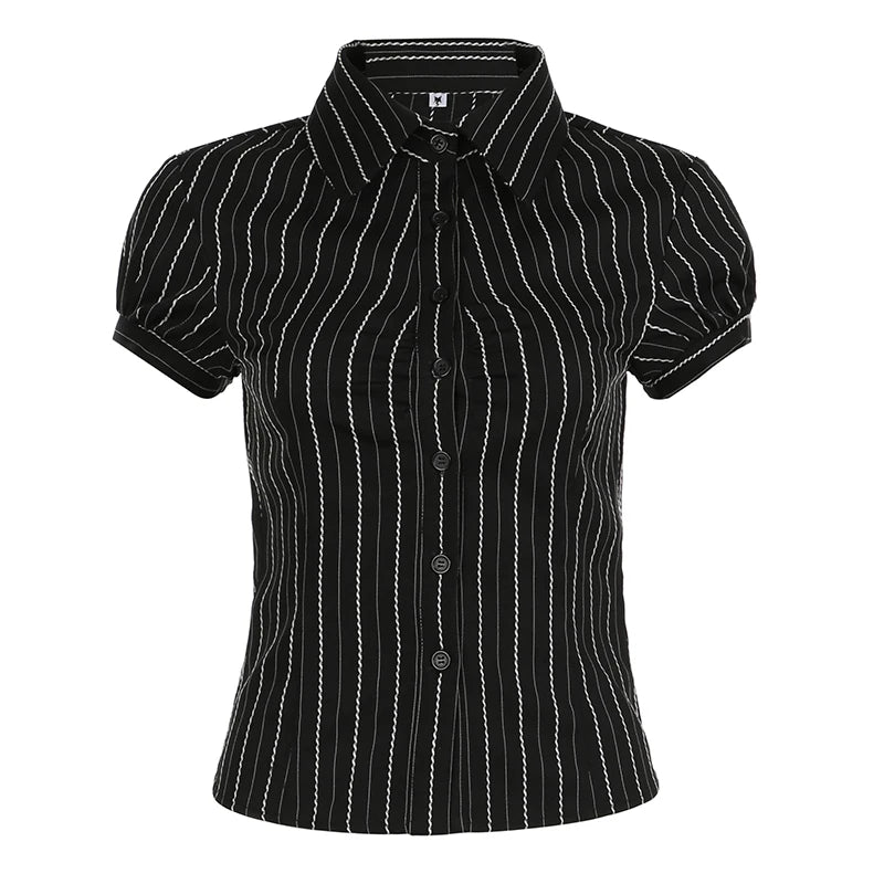 Turn-down Neck Short Sleeves Shirt