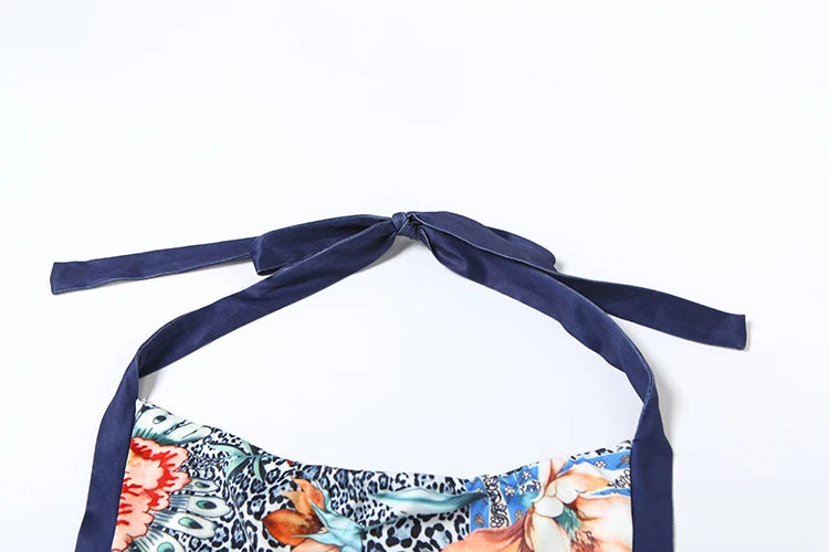 Colorful Print Two Piece Set Tracksuit Backless Camisole Shorts Matching Street Stretch Activity