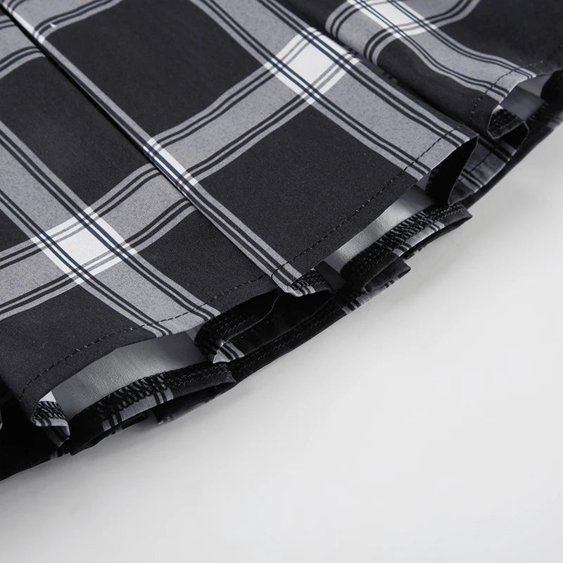 Plaid Folds Mini Skirts Preppy Low Waisted Bottoms