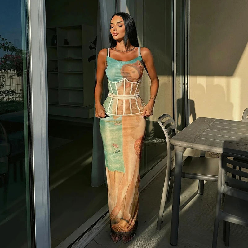 Canva Claic Dress Nake Body Swinging Collar Long Slit Pencil Skinny Slim Sleevele