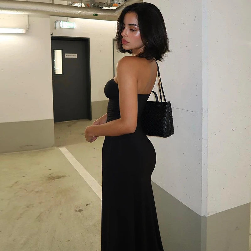 Black Strapless Long Sleeve Bodycon Maxi Dress