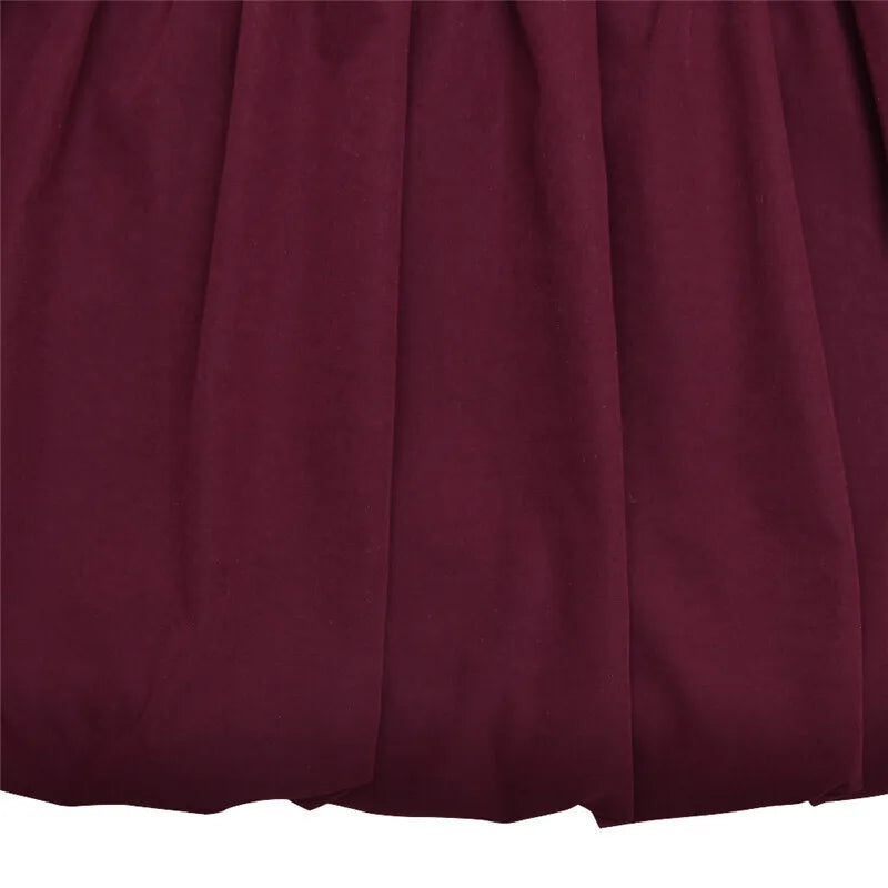 Patchwork Turtleneck Long Sleeve Mini Dress Burgundy High Waist A-line Dress Slim Street