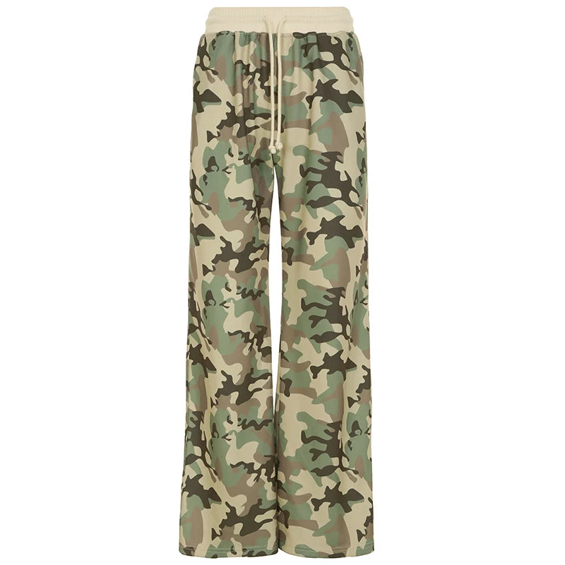 Low Waisted Contrasting Camouflage Trousers Loose Pants 's Bottoms