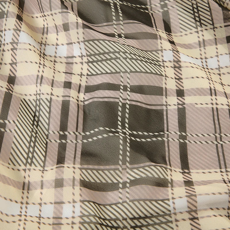 Plaid Print Camisole Ruched A-line Top Sleeveless Retro