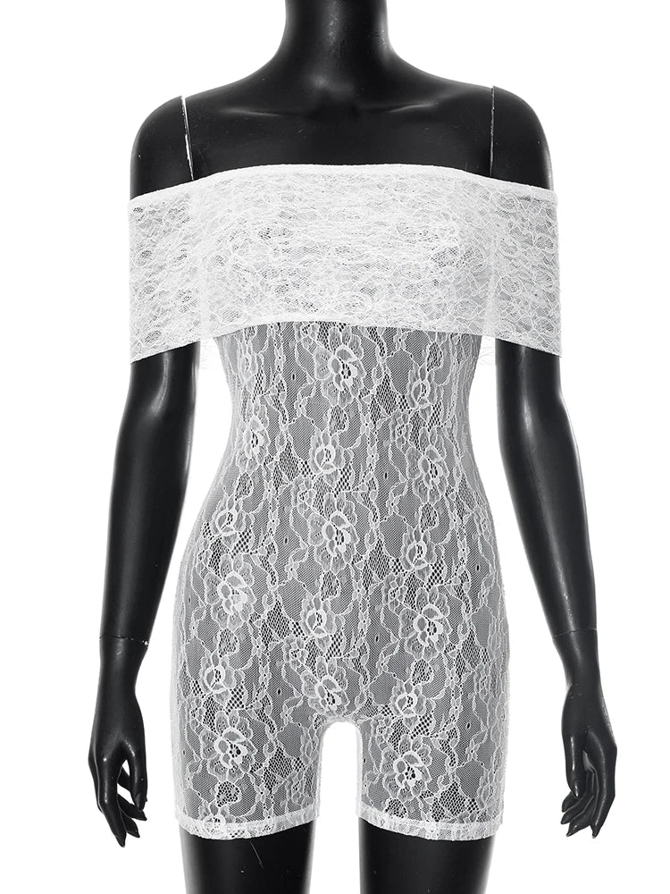 See Through Playuit Slah Peach Hip Coquett Romper