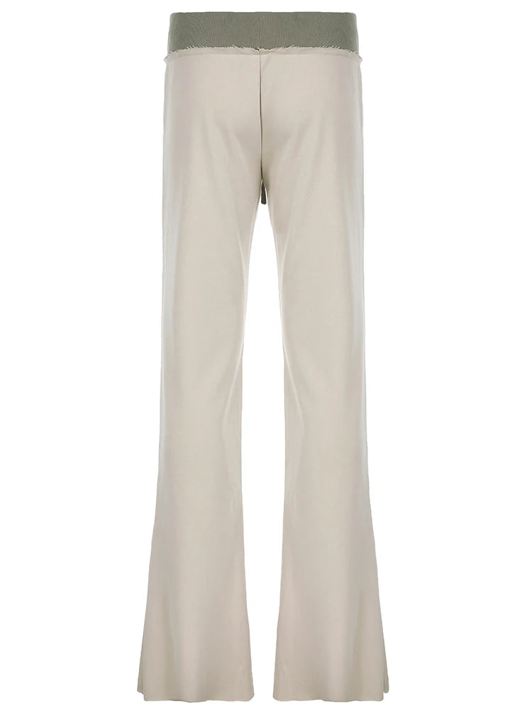Patchwork Flare Pant Lace-up Slim Trouer Bottom