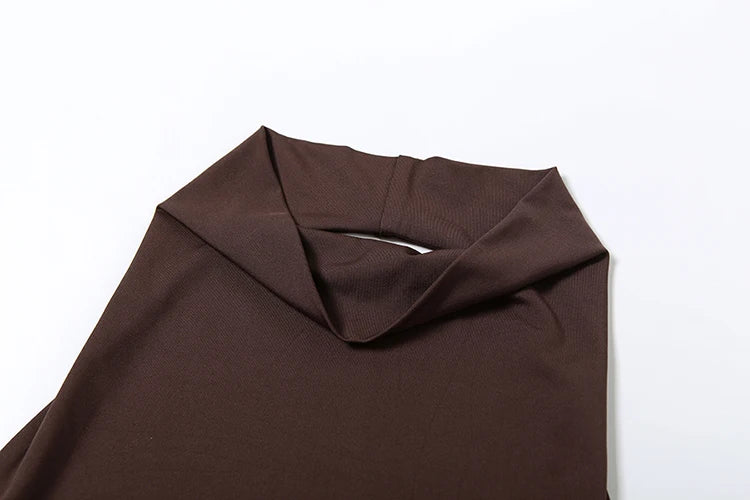 Hollow Two Piece Set Halter Swing Collar Backless Crop Top Long Skirt Matching