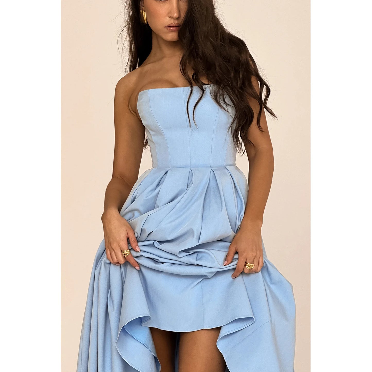 De Fiesta in Strapless Flare Dress White Corset Dress Night Dresses