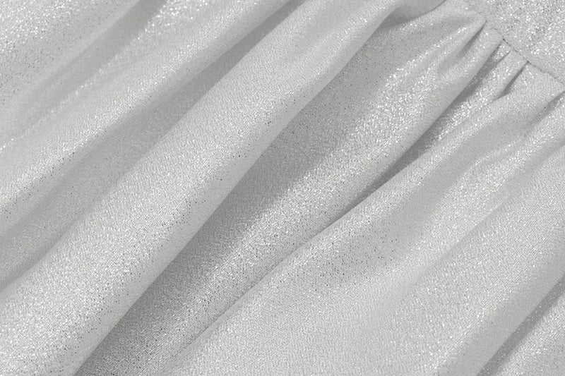 Strapless Shiny Dress White Backless A-line Dress Slim