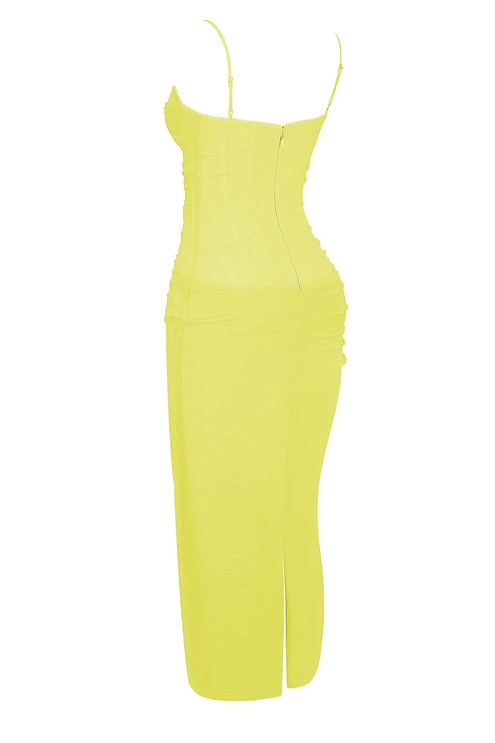 Spaghetti Strap Mesh Patchwork Double Layered Dress Bodycon Zipper Dress