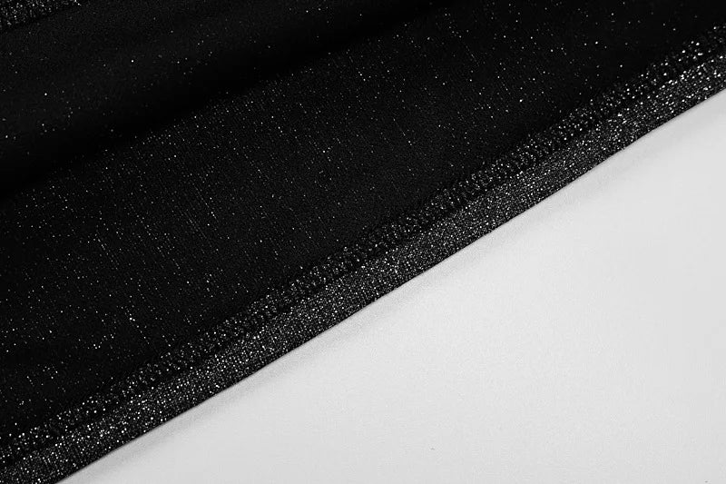Black Backless Glitter Long Sleeve Mini Dress
