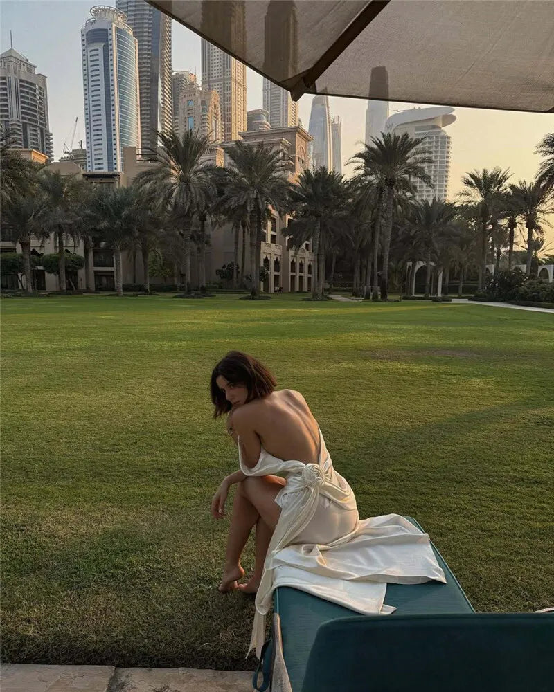 Satin Backless High Split Maxi Dress