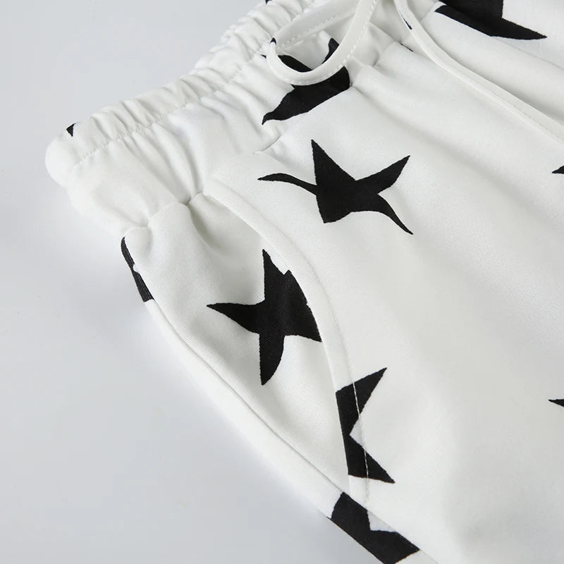 White Star Print Sweatpants