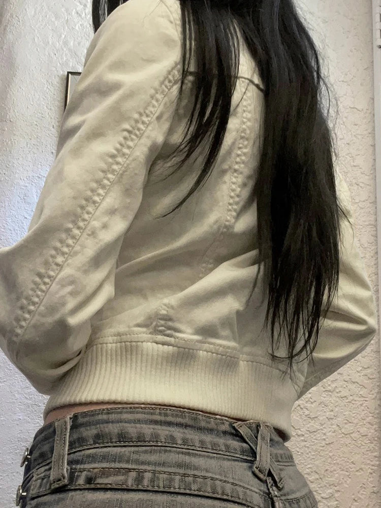Cropped Slim Fit Zipper Jacket