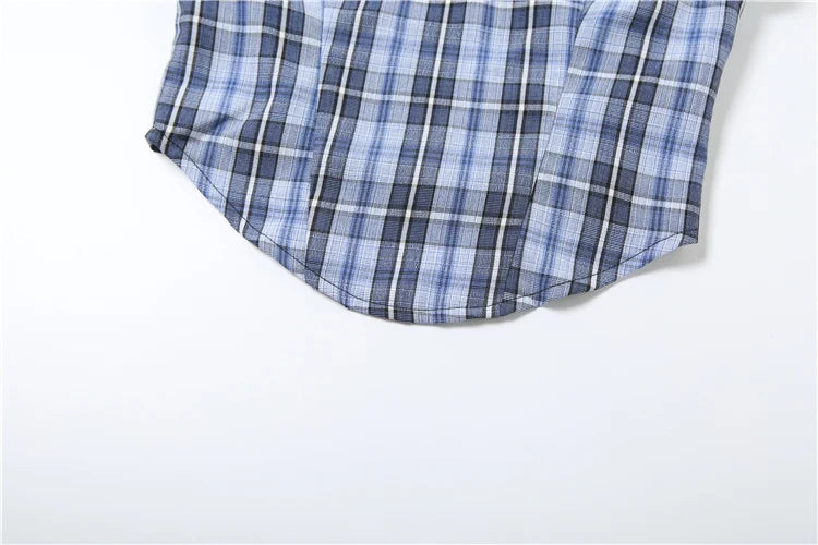 Plaid Tank Top Ruffled Edges Halter Low-Neck Backless Sleeveless Top