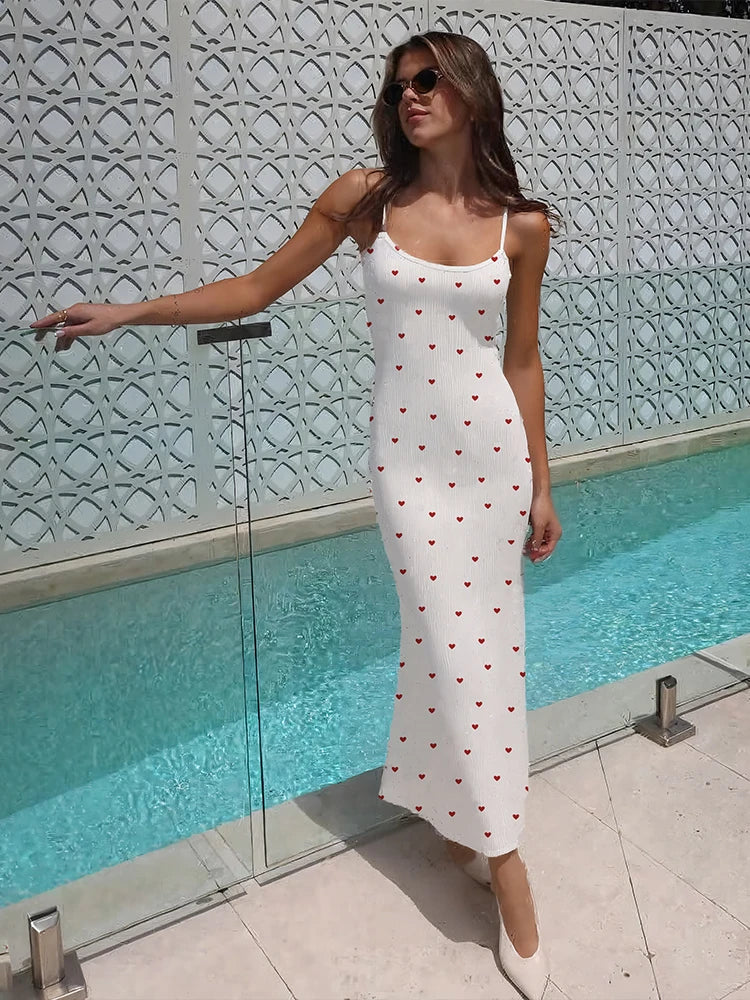 Panell Maxi Dress Claic U-neck Backless Sleevele Body-haping Long