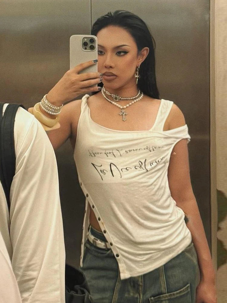 White Square Neck Top