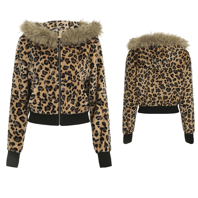 Zip Up Fur Neck Hoodie Coats Slim 's Jackets s
