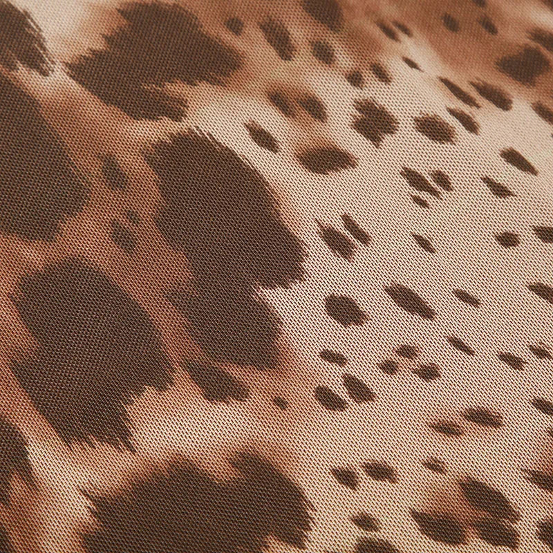 Leopard Skirt Two-layer Straight Bottom Elatic Wait Skirt