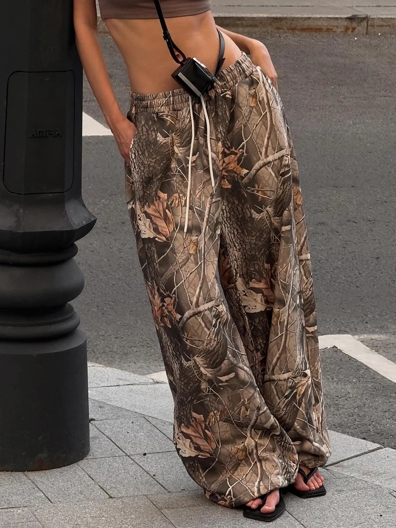 Graphic Baggy Pant Drawtring Looe Bottom Trouer