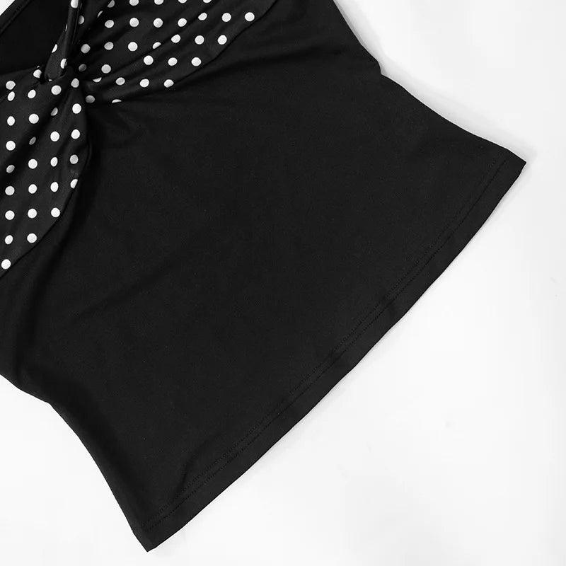 Patchwork 2 Piece-Set MIni Skirt Lace-Up Contrast Backless Cropped Top And High Waist Skirt Sets