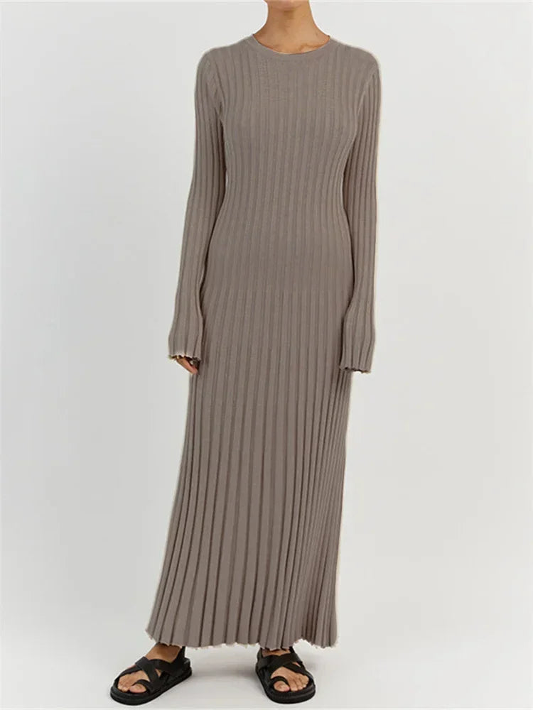 Knit Patchwork Loose Maxi Dress