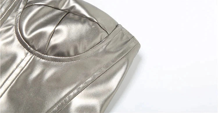 Glossy Finish Bandeau Top Fake Fishbones a Sense Of Science And Technology