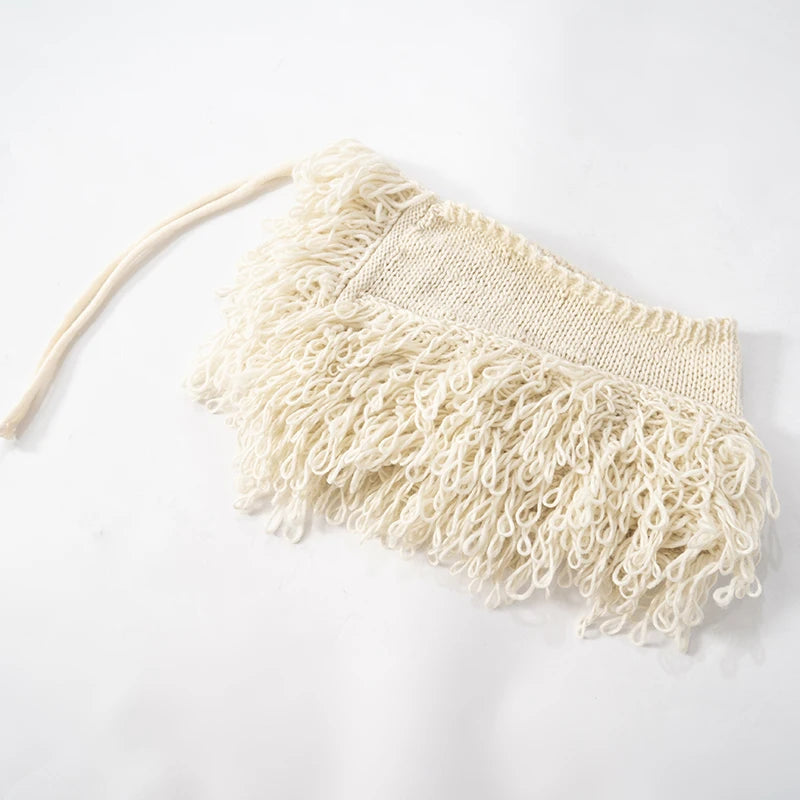 French Knit Set Tie Cardigan Long Sleeve Navel Top Mini Skirt Set Girl