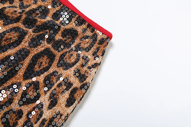 Sequin Leopard Mini Skirt