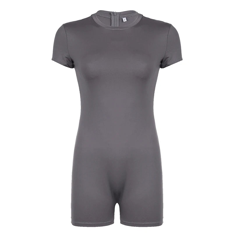 Crewneck Slim Rompers Short Sleeves