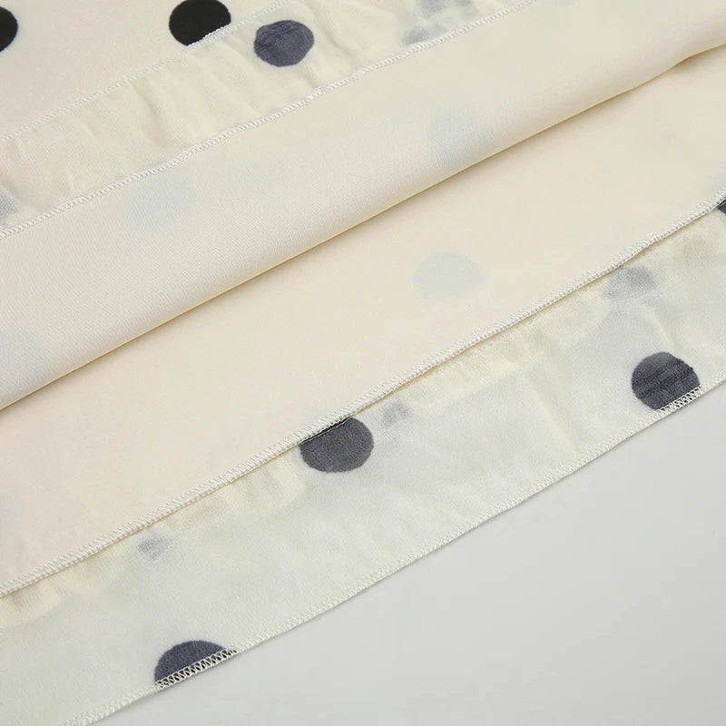 Beige Midi Skirt with Black Dots