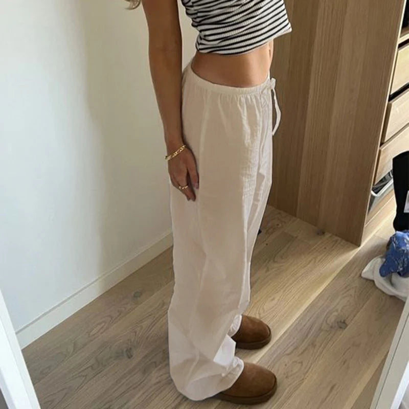 Loose Trousers Drawstring Wide Leg Pants Lersure All-match Bottoms