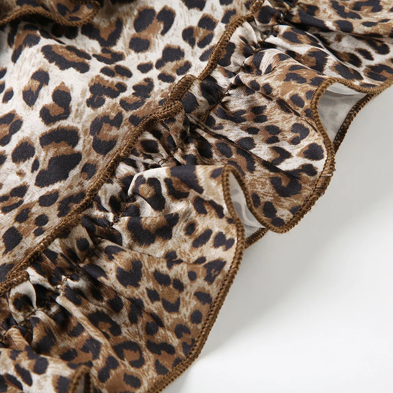 Leopard Print Mini Skirts Ruched 's Bottoms