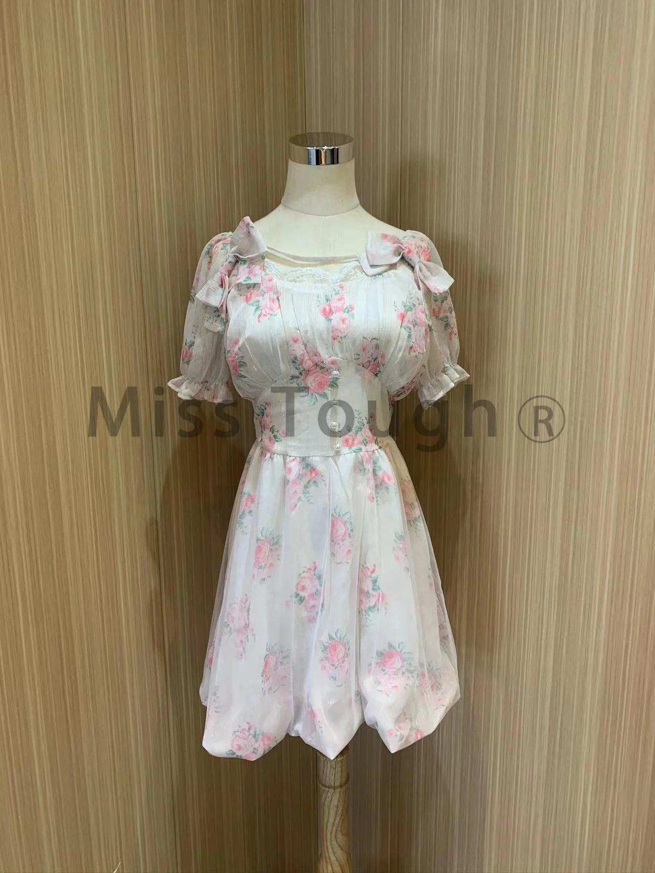 Floral Mini Dress Print French Fairy Dress Korean Cute Mini Dress