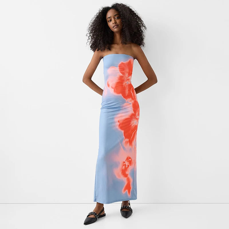 Straple Tube Maxi Dress Off Shoulder Backless Stretch Long Sundre